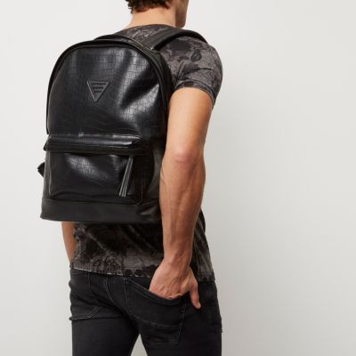 Black crocodile effect backpack